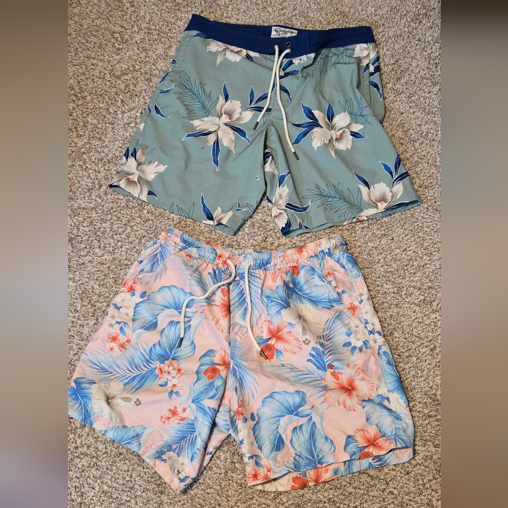 Floral Men's Shorts Set - Blue and Pink